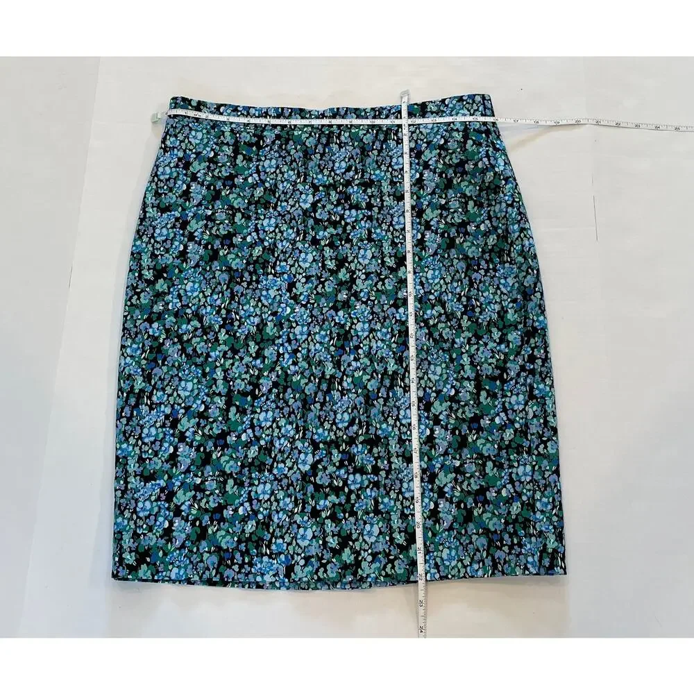 J.Crew Women’s Floral Cotton Pencil Skirt Blue BF949, Career, Office, Size 8